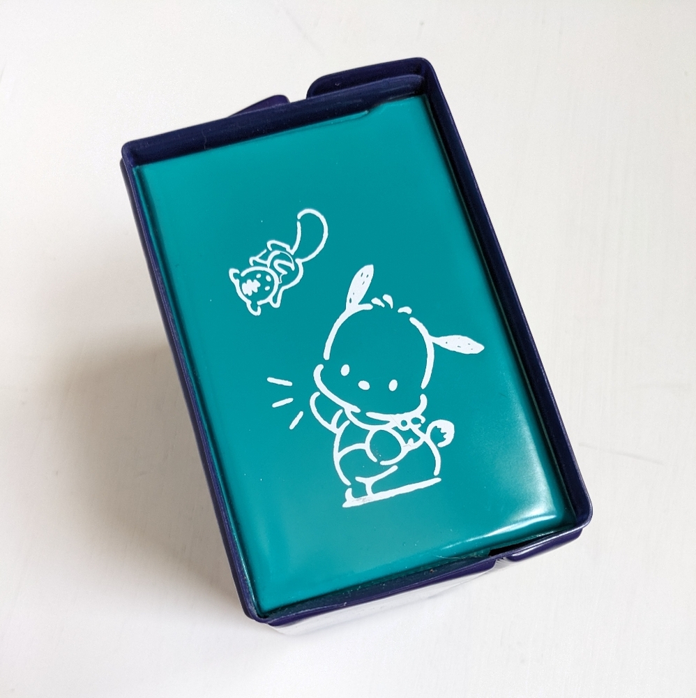 Vintage Pochacco Dog Puppy Sanrio Purple Plastic Vinyl Snap Trinket Box - Picture 12 of 15